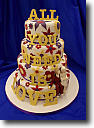 Wedding Cakes - 3 tiered Stacked wedding cake decorated with golden balls made from icing