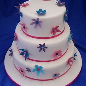 Tropical Flowers Wedding Cake