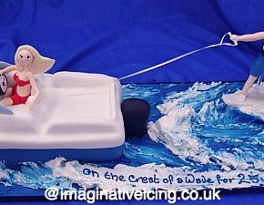 Speedboat Wakeboarding Couple Anniversary Cake