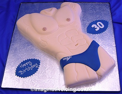 18th Birthday Cake on Male Swimmer Torso Shaped Birthday Cake   Imaginative Icing