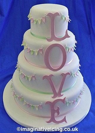 Bunty Icing Love Letters Bunting Wedding Cake