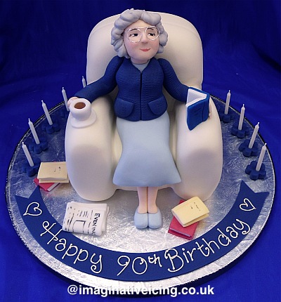 60th Birthday Party Supplies on Granny Sat In Armchair Birthday Cake
