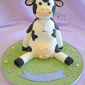 Moo Cow Christening Cake - Naming Day - 1st birthday Cake