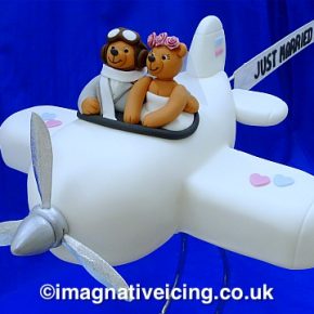 Honeymoon Airways - Bride & Groom Teddy Bears Aeroplane Wedding Cake Honeymoon Airways - Bride & Groom Teddy Bears Aeroplane Wedding Cake